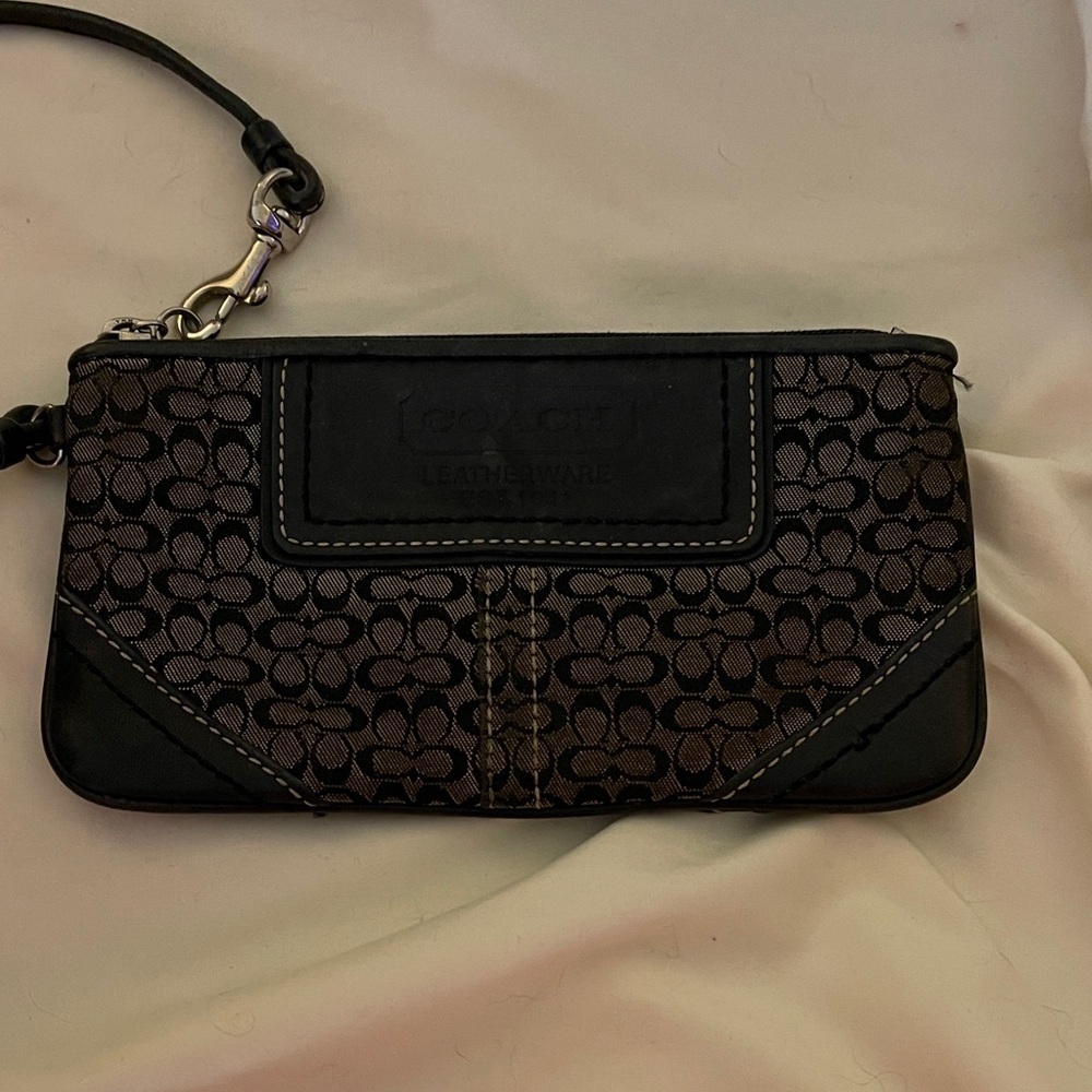 Coach Black and Brown Leatherware Wristlet